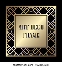 Vintage ornamental decorative label frame with ornate border and vintage pattern. Template for design of retro frames, borders, labels. Art deco ornament. Vector illustration