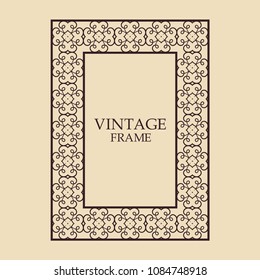 Vintage ornamental decorative label frame. Retro template for design