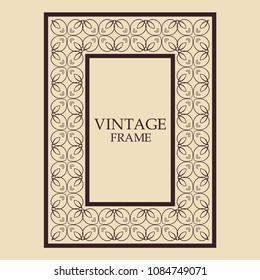 Vintage ornamental decorative label frame. Retro template for design