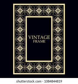 Vintage ornamental decorative label frame. Retro template for design