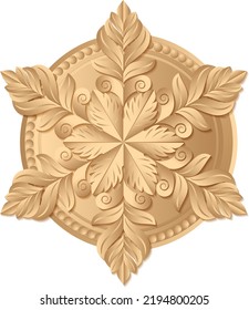 Vintage ornamental detail, isolated. Metal flower blossom.
