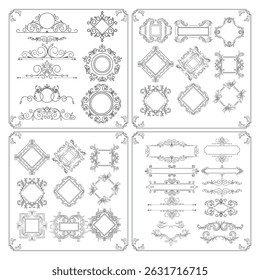 Vintage Ornamental Divider Set – Elegant Swirl and Flourish Elements Collection
