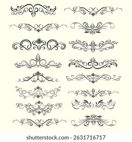 Vintage Ornamental Divider Set – Elegant Swirl and Flourish Elements Collection