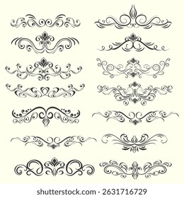 Vintage Ornamental Divider Set – Elegant Swirl and Flourish Elements Collection