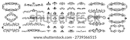 Vintage ornamental dividers and decorative elements set vector illustration