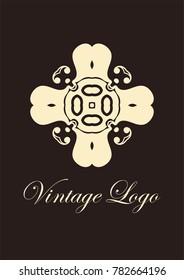 Vintage ornamental emblem. Luxury elegant ornament. Flourished logo. Element for brochures. Template for design. Vector illustration