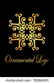 Vintage ornamental emblem. Luxury elegant ornament. Flourished logo. Element for brochures. Template for design. Vector illustration