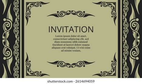 vintage ornamental floral invitation card