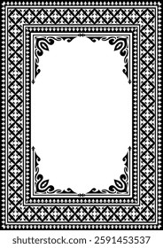 Vintage ornamental frame and border design with ethnic pattern.