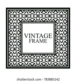 Vintage ornamental frame. Luxury elegant ornament. Flourished border. Element for brochures. Template for design. Vector illustration