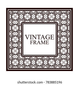 Vintage ornamental frame. Luxury elegant ornament. Flourished border. Element for brochures. Template for design. Vector illustration