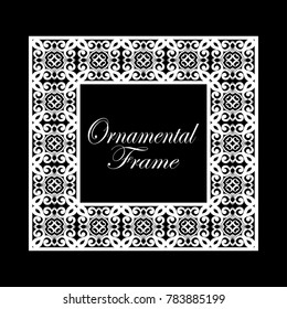 Vintage ornamental frame. Luxury elegant ornament. Flourished border. Element for brochures. Template for design. Vector illustration