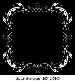 Vintage ornamental frame on black background. Vector illustration