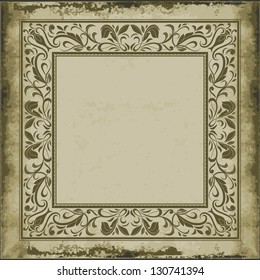 Vintage ornamental frame on old paper,  in baroque style