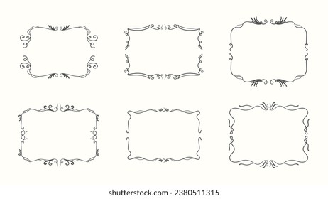 Vintage ornamental frame set. Ornate vintage square frames and scroll elements