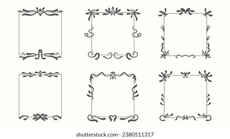 Vintage ornamental frame set. Ornate vintage square frames and scroll elements