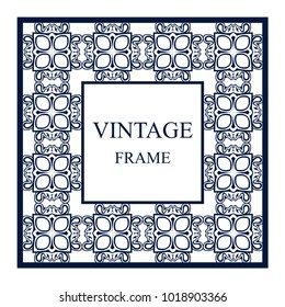 Vintage ornamental frame. Template with ornate pattern for design of greeting card, wedding invitation, birthday