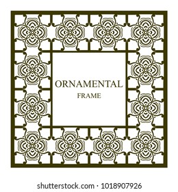 Vintage ornamental frame. Template with ornate pattern for design of greeting card, wedding invitation, birthday