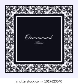 Vintage ornamental frame. Template with ornate pattern for design of greeting card, wedding invitation, birthday