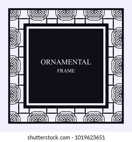 Vintage ornamental frame. Template with ornate pattern for design of greeting card, wedding invitation, birthday