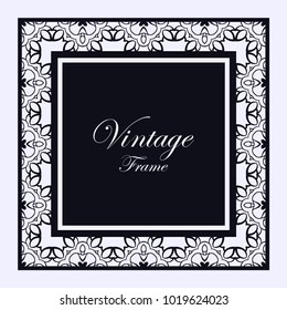 Vintage ornamental frame. Template with ornate pattern for design of greeting card, wedding invitation, birthday