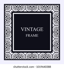 Vintage ornamental frame. Template with ornate pattern for design of greeting card, wedding invitation, birthday
