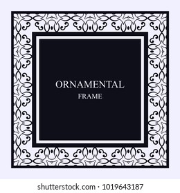 Vintage ornamental frame. Template with ornate pattern for design of greeting card, wedding invitation, birthday