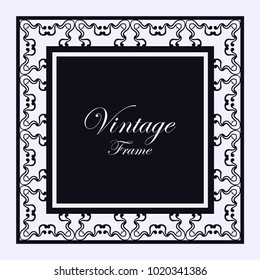 Vintage ornamental frame. Template with ornate pattern for design of greeting card, wedding invitation, birthday
