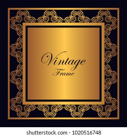 Vintage ornamental frame. Template with ornate pattern for design of greeting card, wedding invitation, birthday
