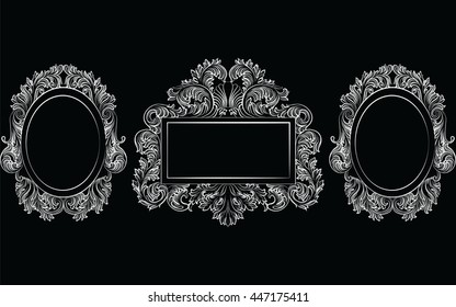 Vintage ornamental frame Vector. Rich carved decor ornaments in antique oriental style decorative frame