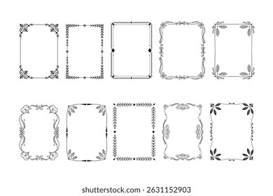 Vintage Ornamental Frames and Borders Collection with Elegant Floral and Scrollwork Design Elements