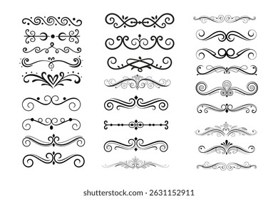 Colección ornamental de los marcos y de los bordes de Antiguas con los Elementos de diseño florales elegantes y del scrollwork