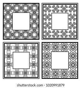 Vintage ornamental frames set. Templates with ornate pattern for design of greeting card, wedding invitation, birthday