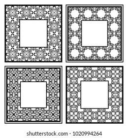 Vintage ornamental frames set. Templates with ornate pattern for design of greeting card, wedding invitation, birthday