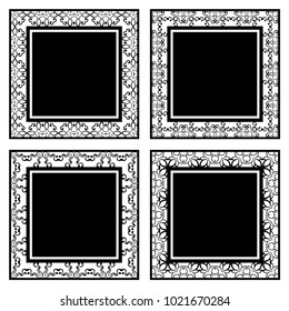 Vintage ornamental frames set. Templates with ornate pattern for design of greeting card, wedding invitation, birthday