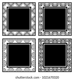 Vintage ornamental frames set. Templates with ornate pattern for design of greeting card, wedding invitation, birthday