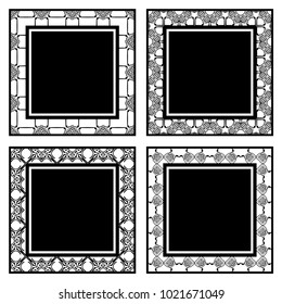 Vintage ornamental frames set. Templates with ornate pattern for design of greeting card, wedding invitation, birthday