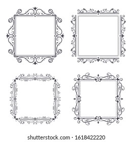 Vintage ornamental frames. Vector illustration isolated on white background