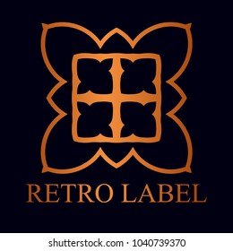Vintage ornamental golden logo template with text. Vector illustration