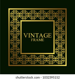 Vintage ornamental golden retro frame. Template for design. Vector illustration