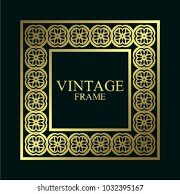 Vintage ornamental golden retro frame. Template for design. Vector illustration