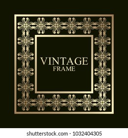 Vintage ornamental golden retro frame. Template for design. Vector illustration