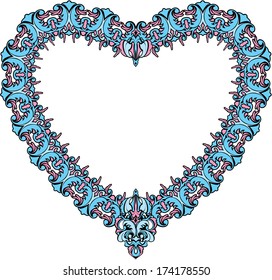 vintage ornamental heart shape. Valentines Day card design