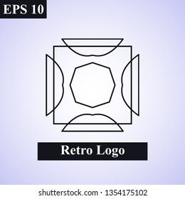 Vintage ornamental islamic vector emblem. Floral design element. Art deco geometric symbol. Line insignia, logotype. Luxury logo template. Arabic, oriental motifs. Business sign, decor