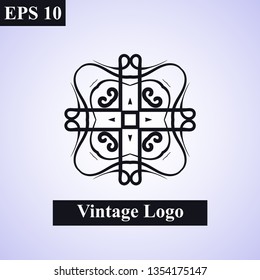 Vintage ornamental islamic vector emblem. Floral design element. Art deco geometric symbol. Line insignia, logotype. Luxury logo template. Arabic, oriental motifs. Business sign, decor