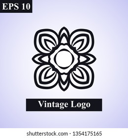 Vintage ornamental islamic vector emblem. Floral design element. Art deco geometric symbol. Line insignia, logotype. Luxury logo template. Arabic, oriental motifs. Business sign, decor