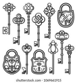 Vintage Keys Locks Stock Vector (Royalty Free) 1188382822 | Shutterstock