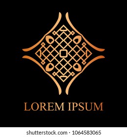 Vintage ornamental logo in art deco style. Template for design of logotypes