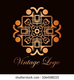 Vintage ornamental logo in art deco style. Template for design of logotypes