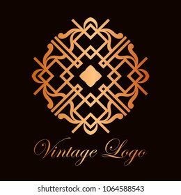 Vintage ornamental logo in art deco style. Template for design of logotypes